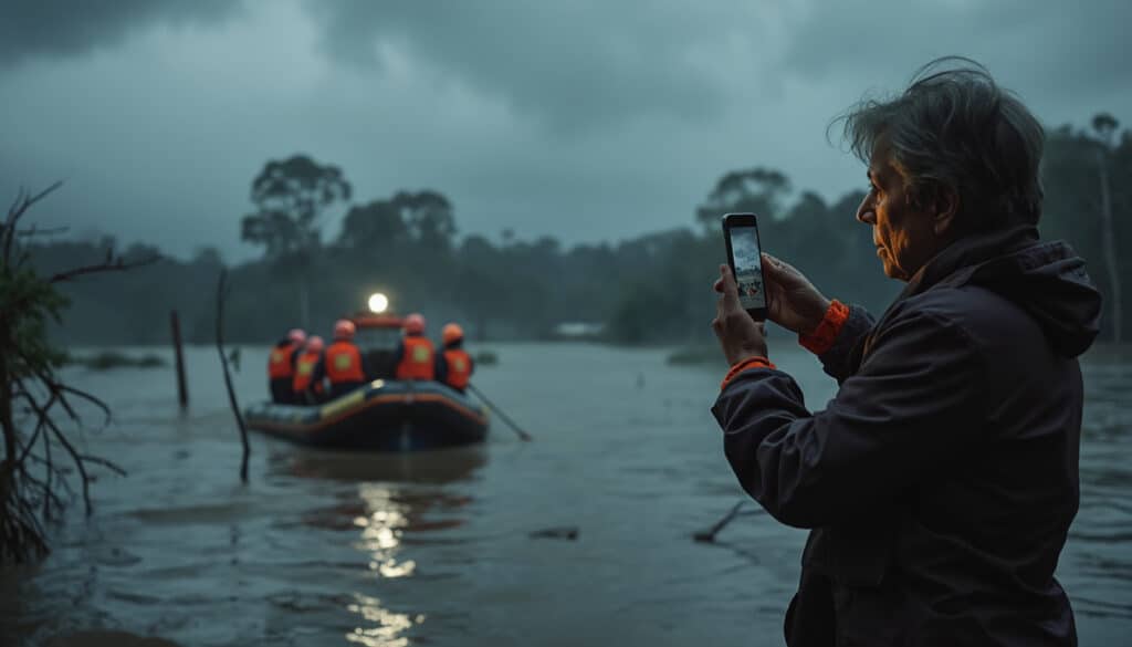 découvrez le témoignage émouvant d'un habitant de taree qui a filmé le sauvetage héroïque des ses lors des inondations. plongez dans une histoire de courage et de solidarité face à la catastrophe.