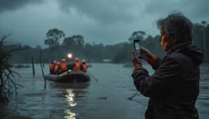 découvrez le témoignage émouvant d'un habitant de taree qui a filmé le sauvetage héroïque des ses lors des inondations. plongez dans une histoire de courage et de solidarité face à la catastrophe.
