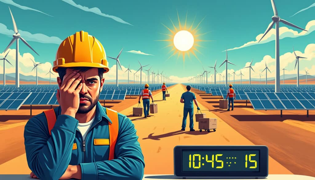 découvrez pourquoi de nombreux salariés quittent le plus grand parc d'énergie renouvelable au monde, confrontés à des salaires impayés, une chaleur extrême et des horaires de travail éprouvants.